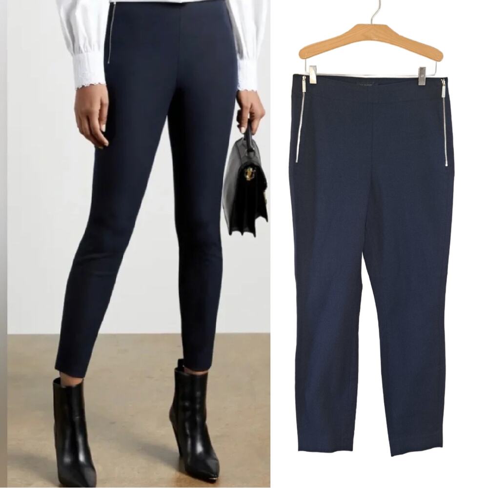 TED BAKER Navy Blue Cemelia Skinny Ankle Grazer Trousers Size 8 (Ted 3) Pant